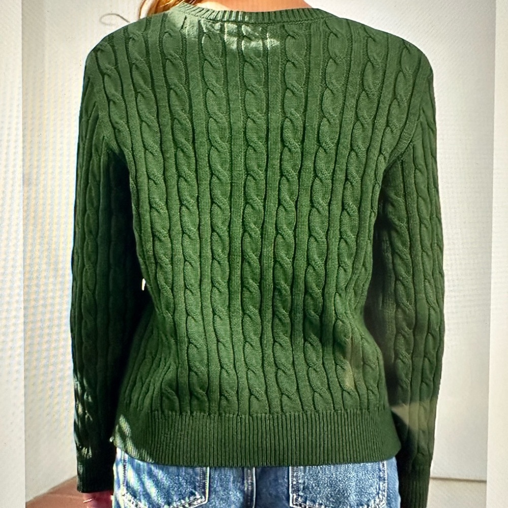 Women’s Cable Knit Open Front Cardigan Sweater, Green, Size Medium, NWT - Picture 9 of 9